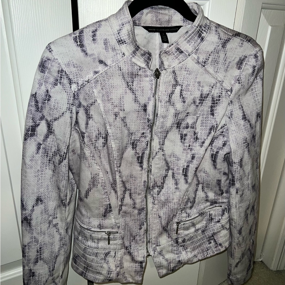 White House Black Market, Snake Print Moro Purple Jacket
